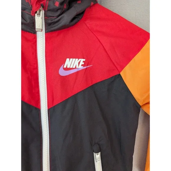 Nike Kids retro Colorblock Zip Up Hooded‎ Windbreaker Jacket XS (3-4) 98-104cm - Picture 4 of 9